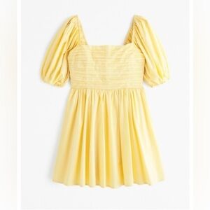Abercrombie & Fitch Emerson Waisted Poplin Puff Sleeve Mini Dress Small Petite